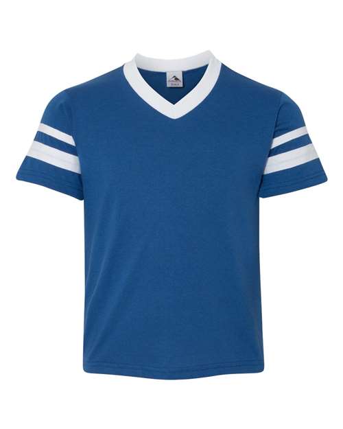 Augusta Sportswear 361 Youth V-Neck Jersey with Striped Sleeves