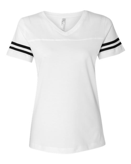 LAT 3537 Women's Football V-Neck Fine Jersey Tee