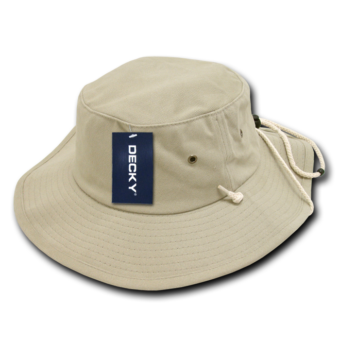 Decky 510 Structured Cotton Aussie Hat, Black