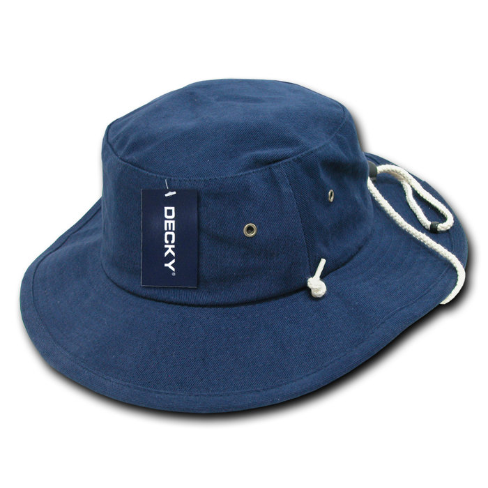 Decky 510 Structured Cotton Aussie Hat, Black