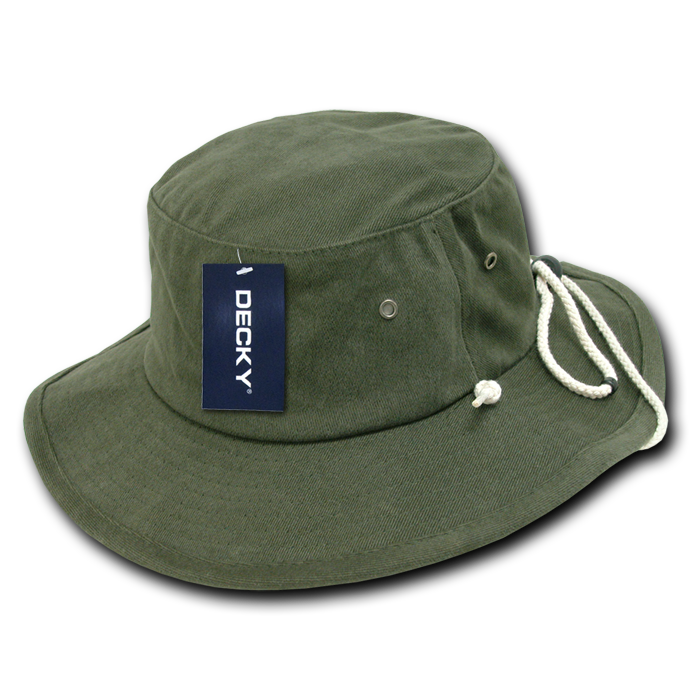 Decky 510 Structured Cotton Aussie Hat, Black