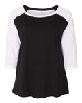 LAT 3830 Women's Curvy Collection Baseball Three-Quarter Sleeve Tee