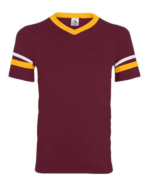 Augusta Sportswear 360 V-Neck Jersey with Striped Sleeves