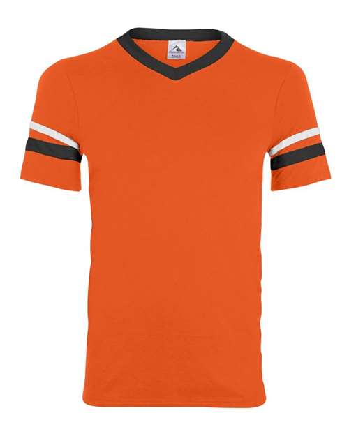 Augusta Sportswear 360 V-Neck Jersey with Striped Sleeves