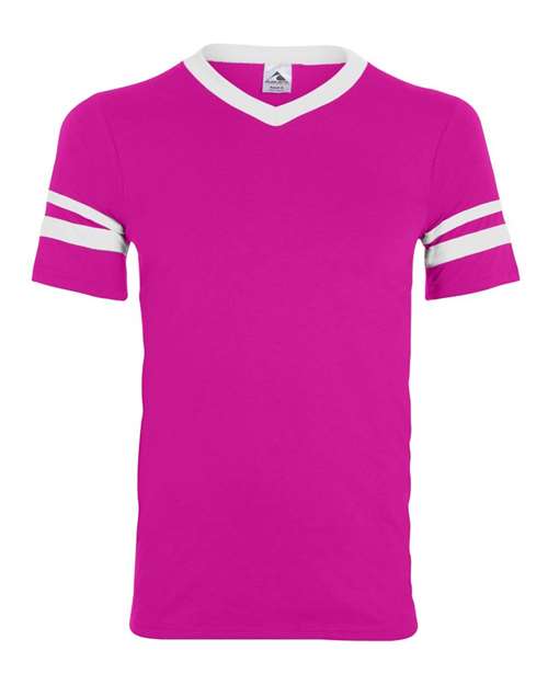 Augusta Sportswear 360 V-Neck Jersey with Striped Sleeves