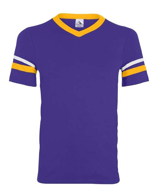 Augusta Sportswear 360 V-Neck Jersey with Striped Sleeves
