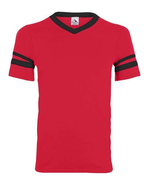 Augusta Sportswear 360 V-Neck Jersey with Striped Sleeves