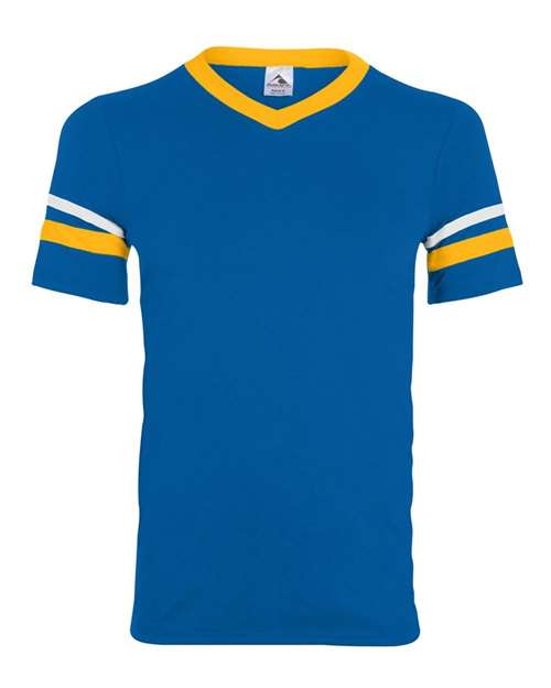 Augusta Sportswear 360 V-Neck Jersey with Striped Sleeves