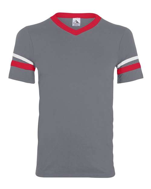 Augusta Sportswear 361 Youth V-Neck Jersey with Striped Sleeves