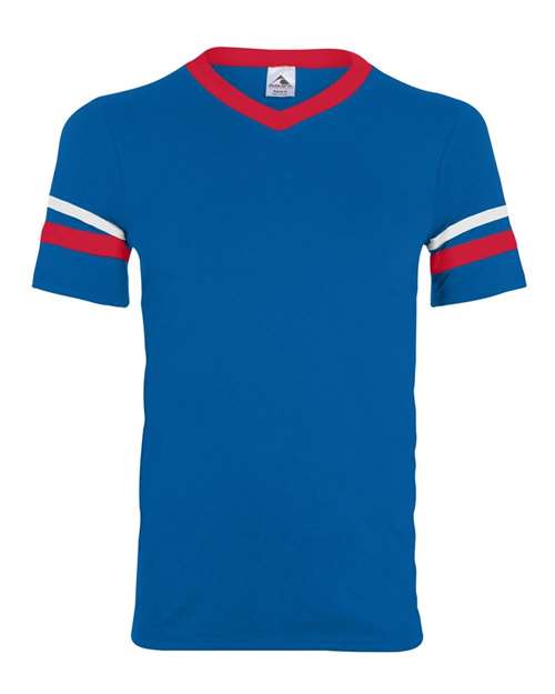 Augusta Sportswear 361 Youth V-Neck Jersey with Striped Sleeves