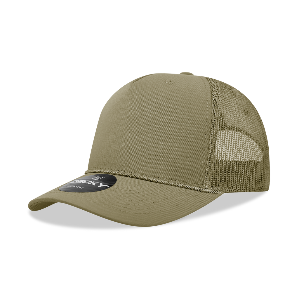 Decky 6040 5 Panel Mid Profile Structured Cotton/Poly Blend Trucker w/Rope