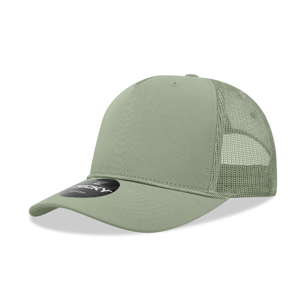 Decky 6040 5 Panel Mid Profile Structured Cotton/Poly Blend Trucker w/Rope