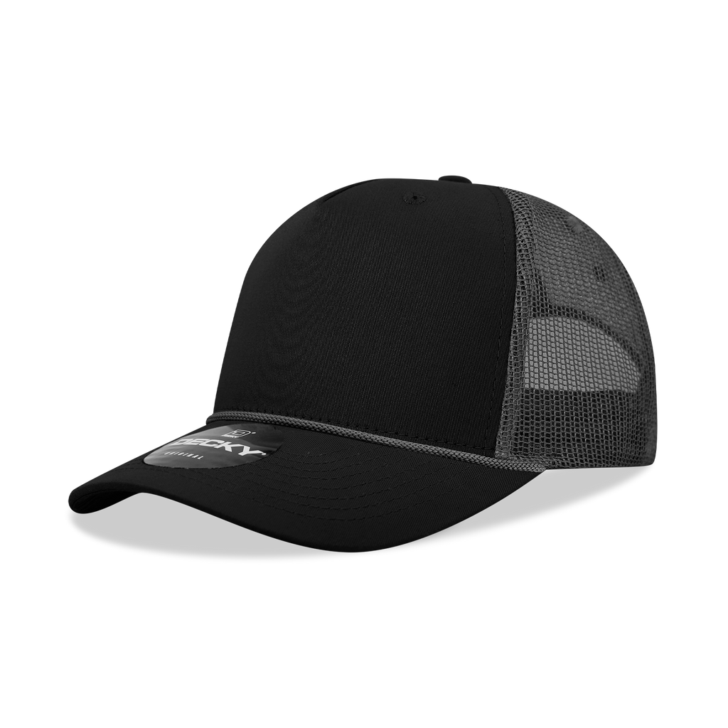 Decky 6040 5 Panel Mid Profile Structured Cotton/Poly Blend Trucker w/Rope