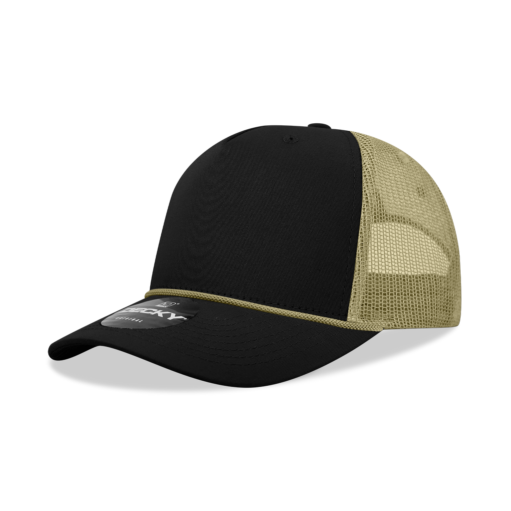 Decky 6040 5 Panel Mid Profile Structured Cotton/Poly Blend Trucker w/Rope