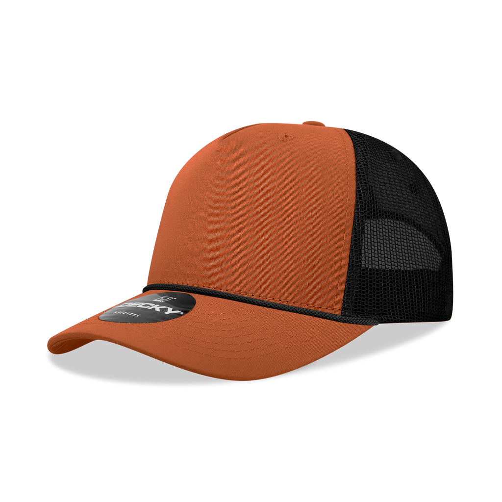 Decky 6040 5 Panel Mid Profile Structured Cotton/Poly Blend Trucker w/Rope