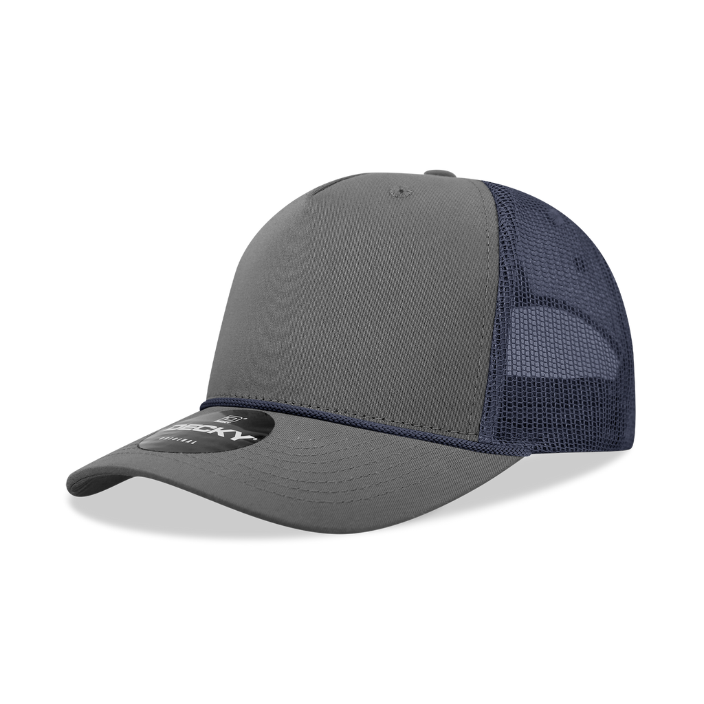 Decky 6040 5 Panel Mid Profile Structured Cotton/Poly Blend Trucker w/Rope