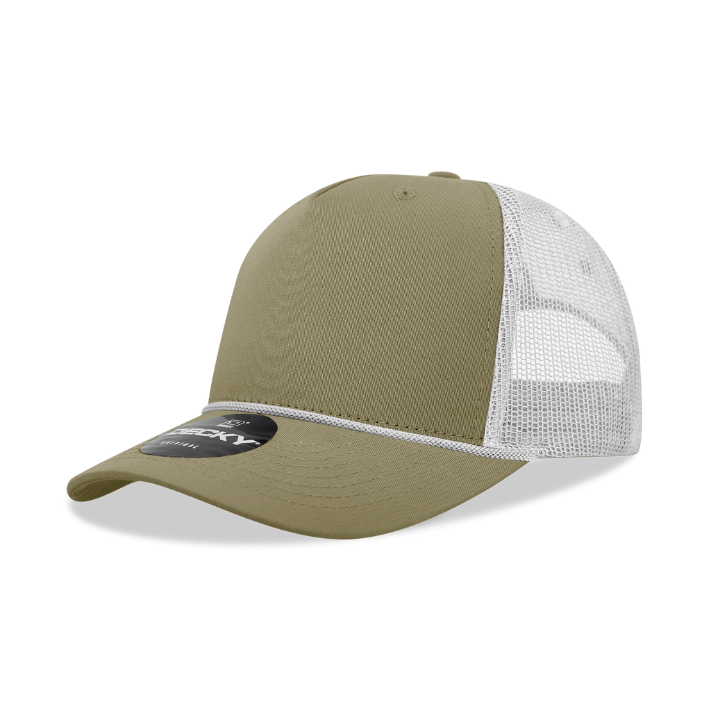Decky 6040 5 Panel Mid Profile Structured Cotton/Poly Blend Trucker w/Rope