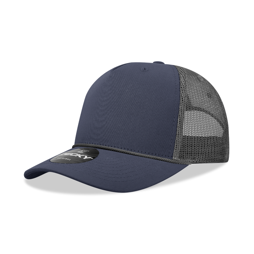 Decky 6040 5 Panel Mid Profile Structured Cotton/Poly Blend Trucker w/Rope