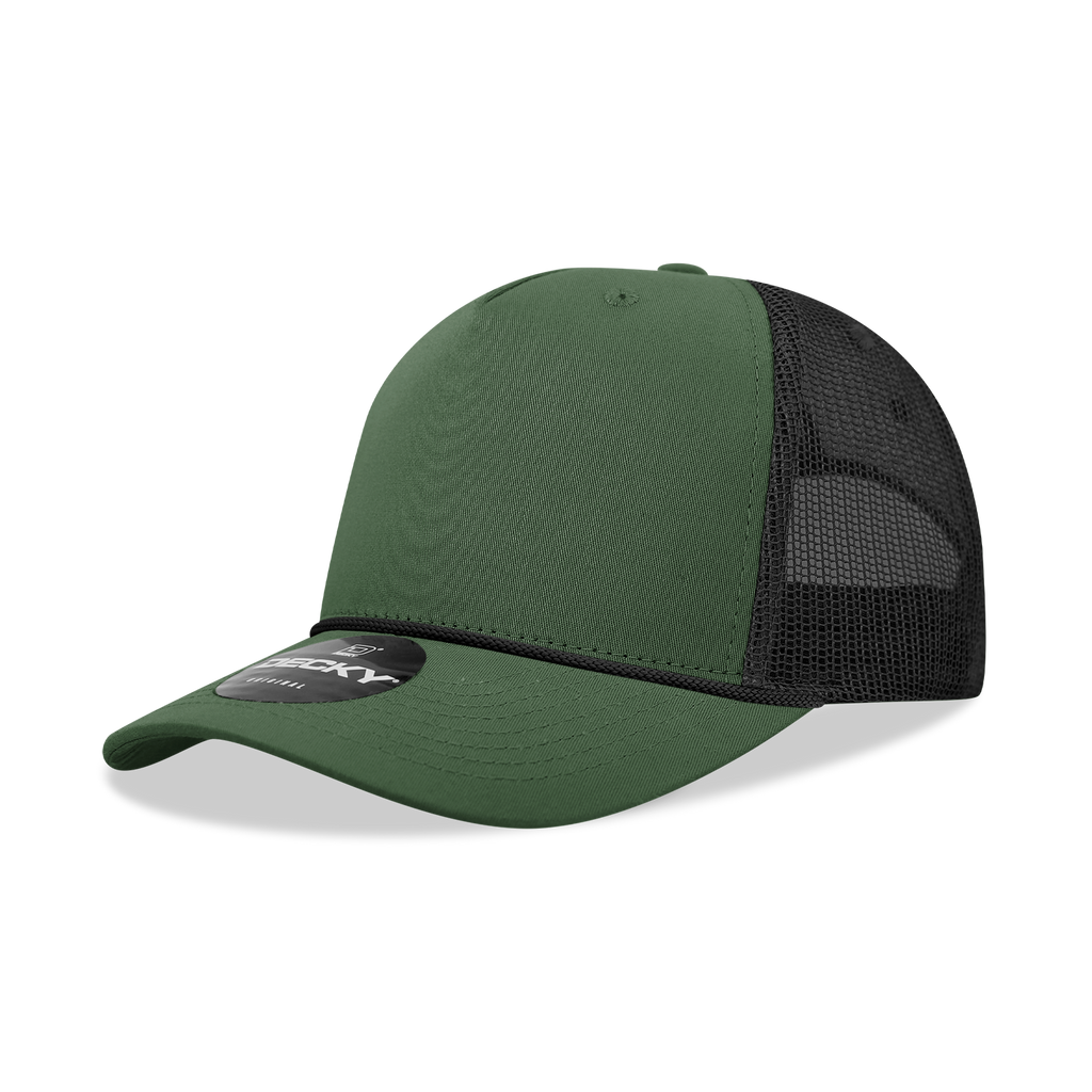 Decky 6040 5 Panel Mid Profile Structured Cotton/Poly Blend Trucker w/Rope
