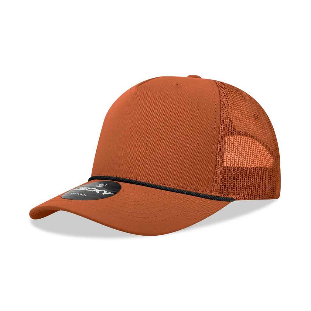 Decky 6040 5 Panel Mid Profile Structured Cotton/Poly Blend Trucker w/Rope