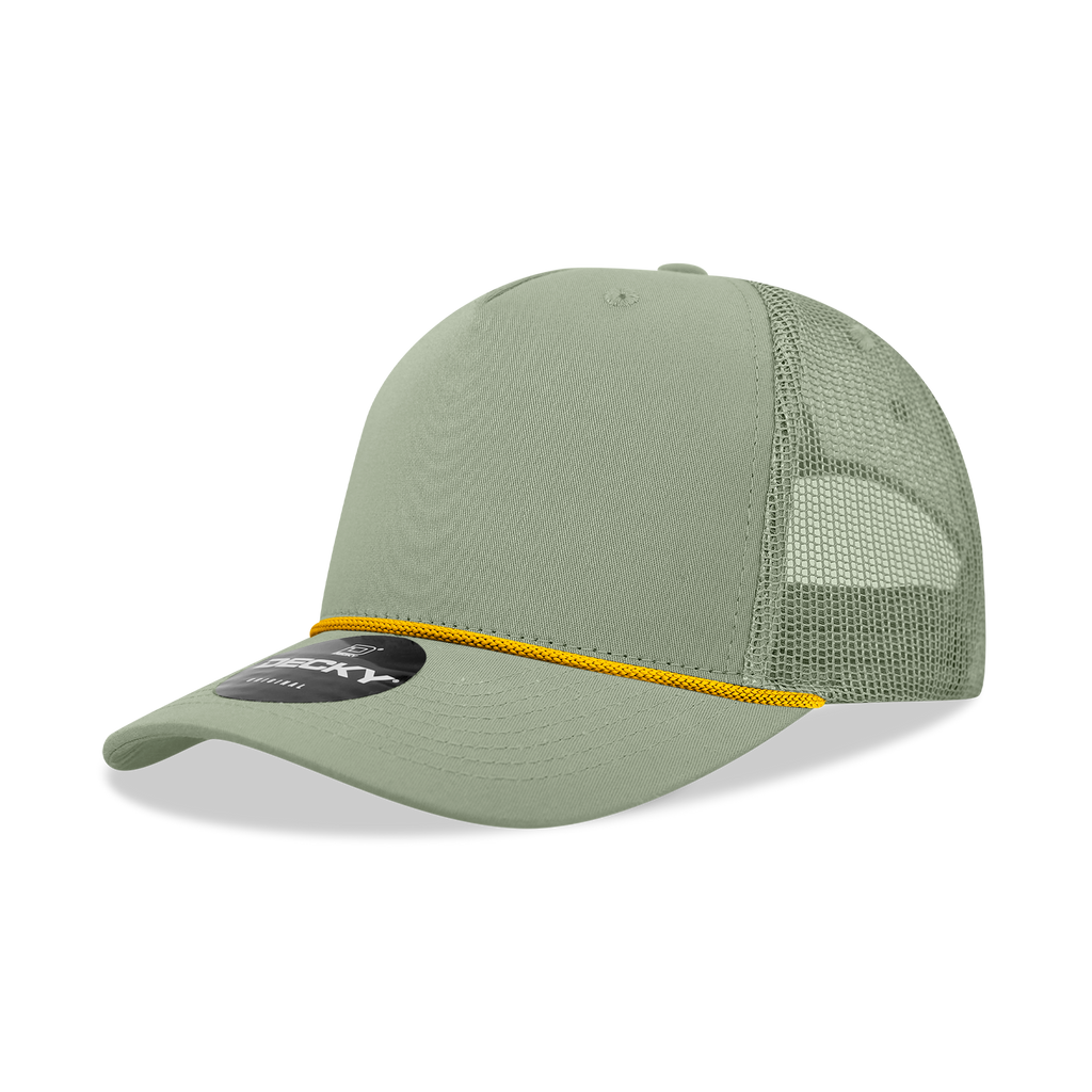 Decky 6040 5 Panel Mid Profile Structured Cotton/Poly Blend Trucker w/Rope