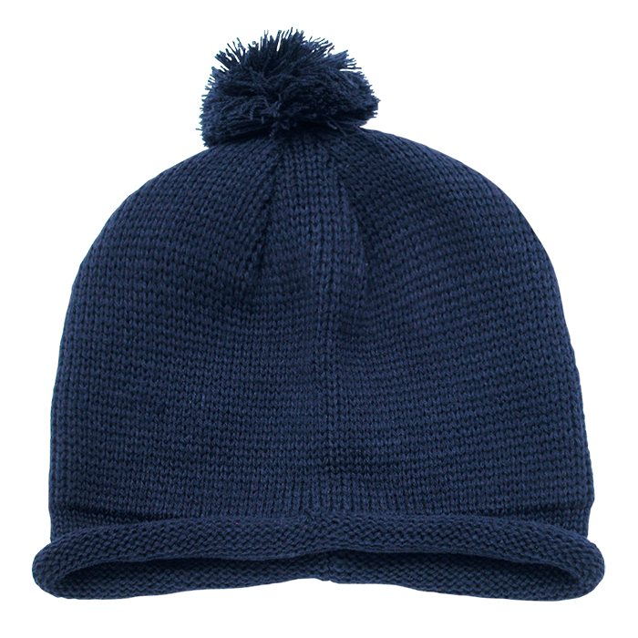 Decky 611A Solid RollUp Beanie w/PomPom