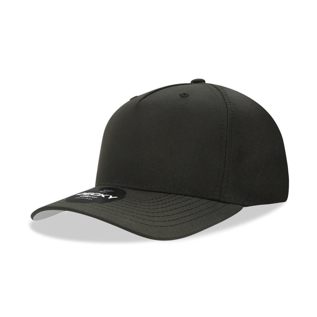 Decky 6221 5 Panel Mid Profile Structured Performance Cap, Black