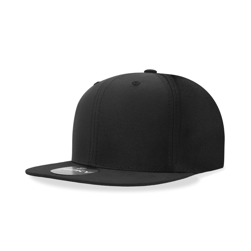 Decky 6223 6 Panel High Profile Structured Performance Snapback, Black