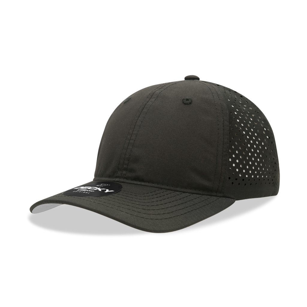 Decky 6224 6 Panel Low Profile Relaxed Perforated Performance Dad Hat, Black