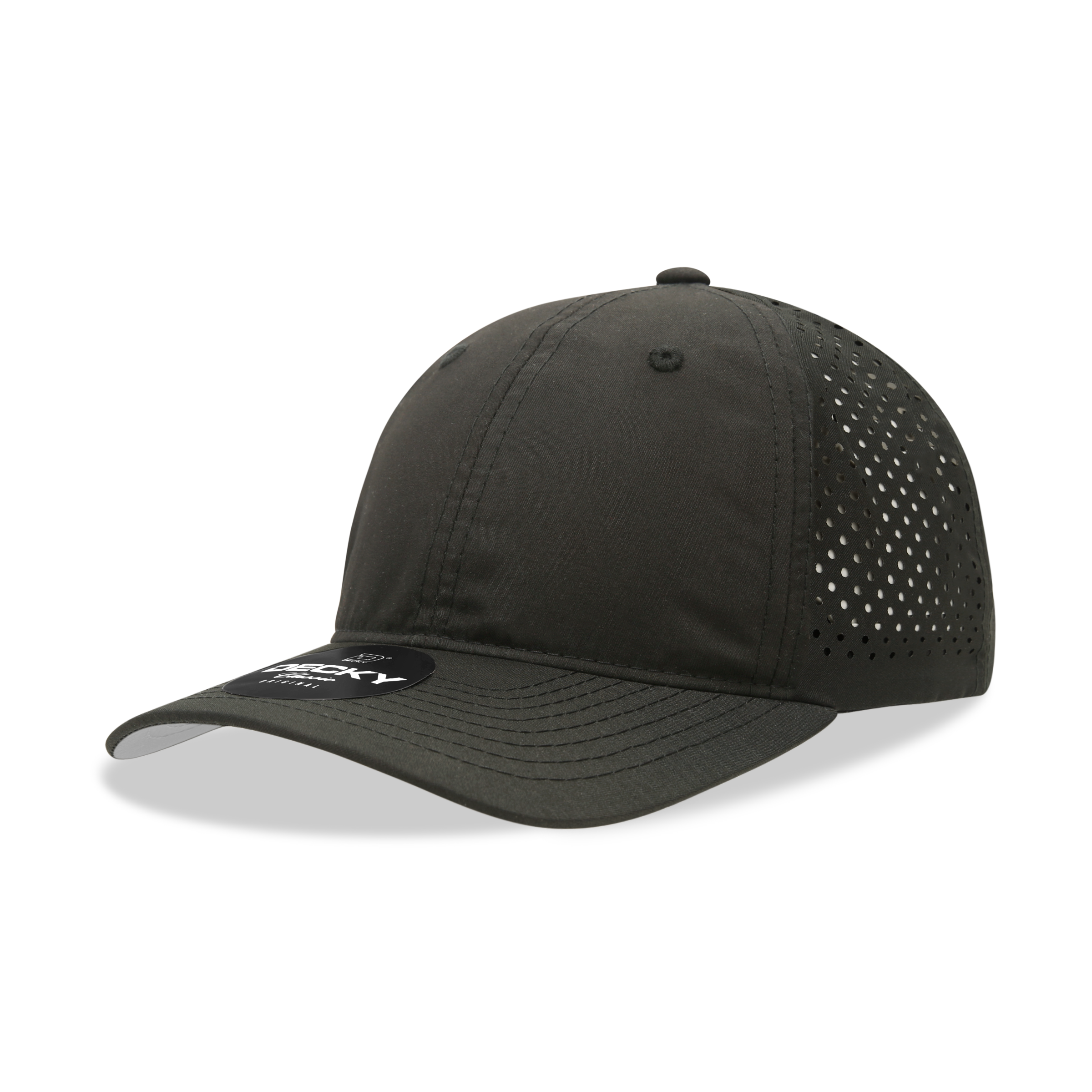 Decky 6224 6 Panel Low Profile Relaxed Perforated Performance Dad Hat, Black