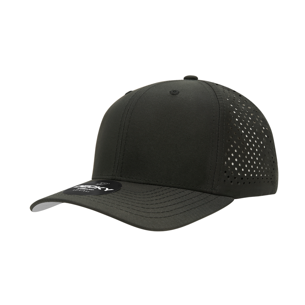 Decky 6227 6 Panel Mid Profile Structured Perforated Performance Cap, Black