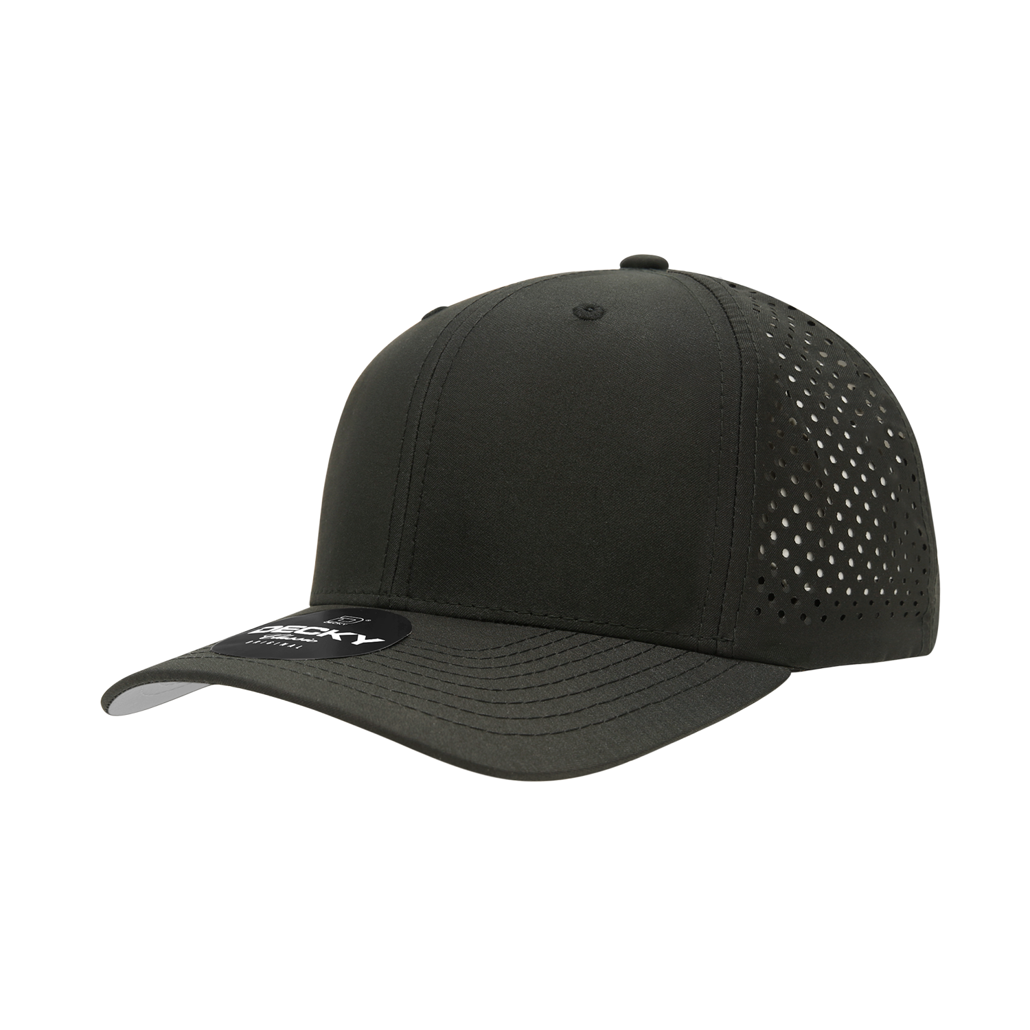 Decky 6227 6 Panel Mid Profile Structured Perforated Performance Cap, Black