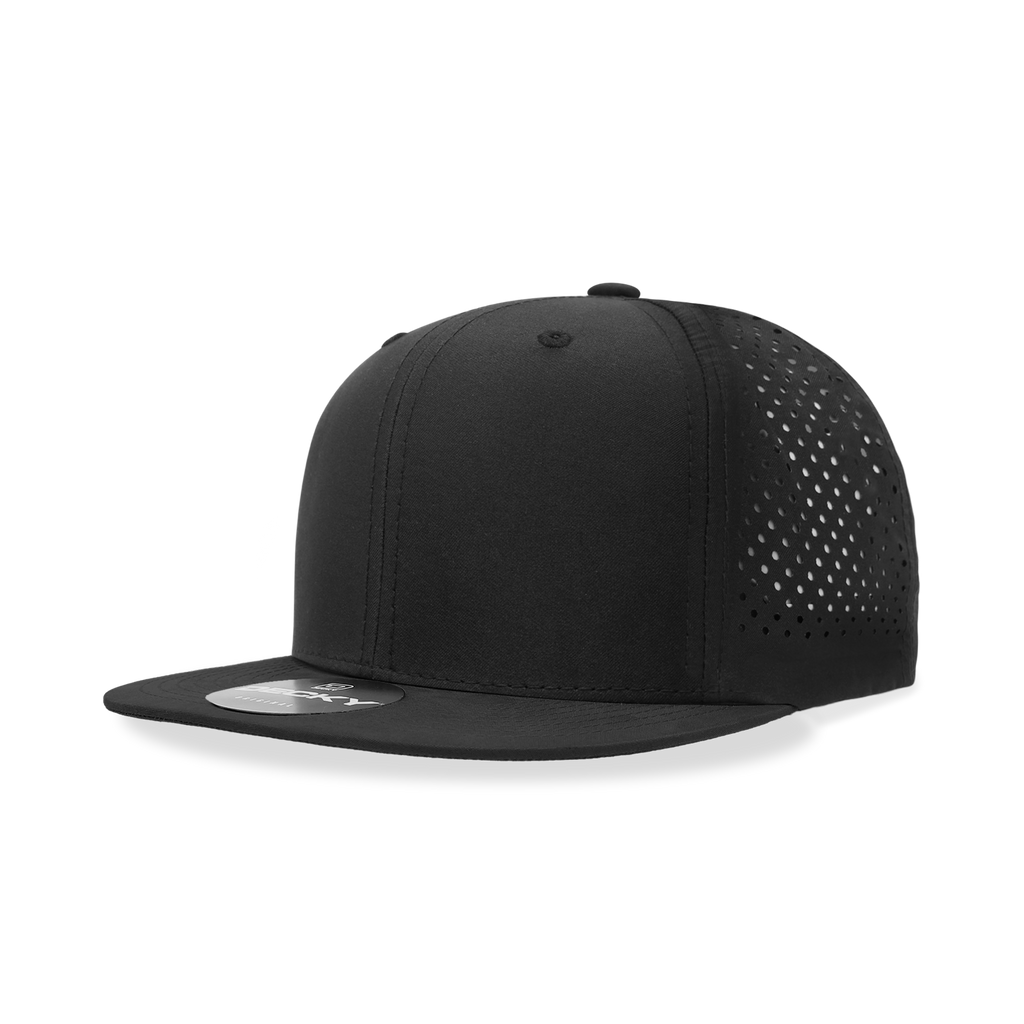 Decky 6228 6 Panel High Profile Structured Perforated Performance Snapback, Black