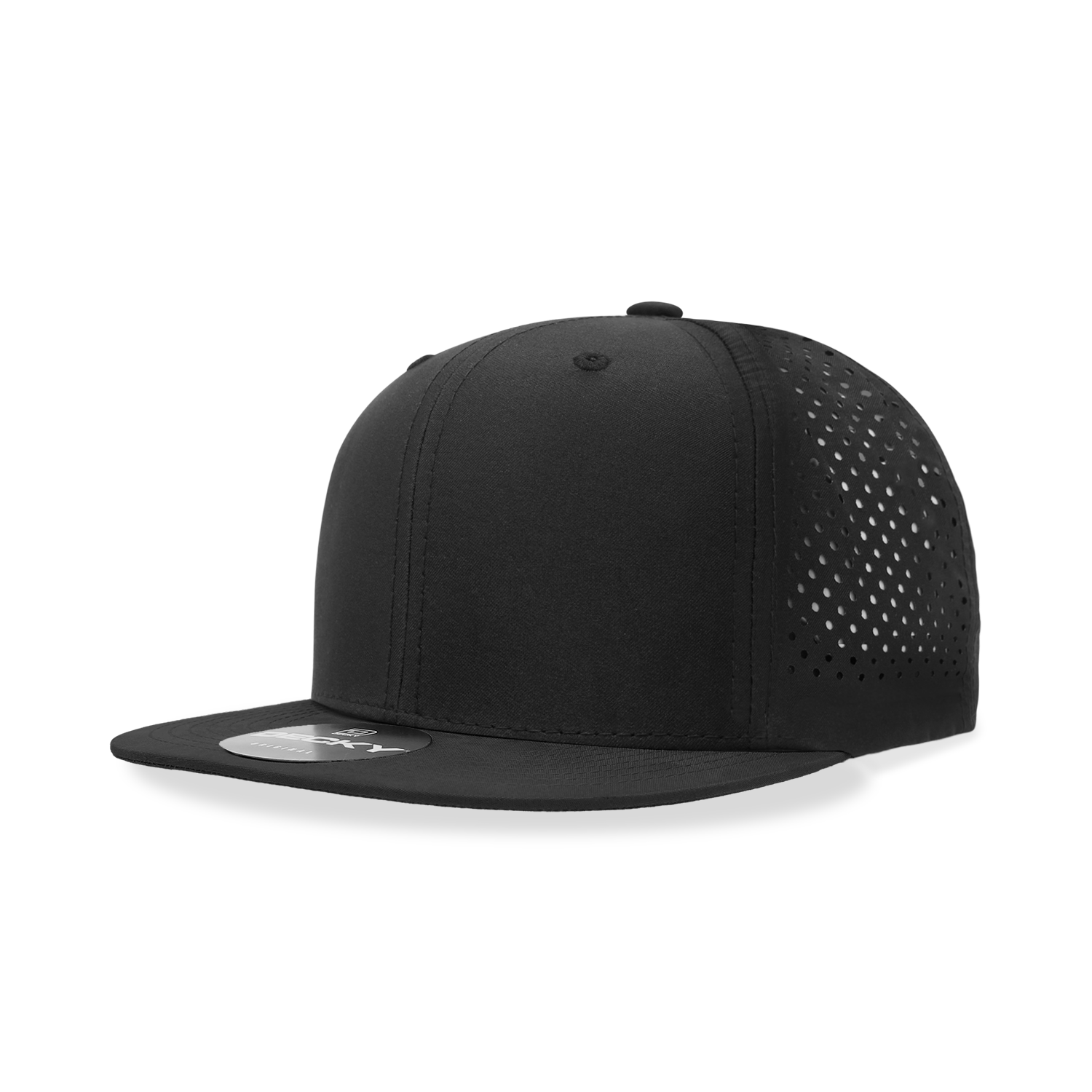 Decky 6228 6 Panel High Profile Structured Perforated Performance Snapback, Black
