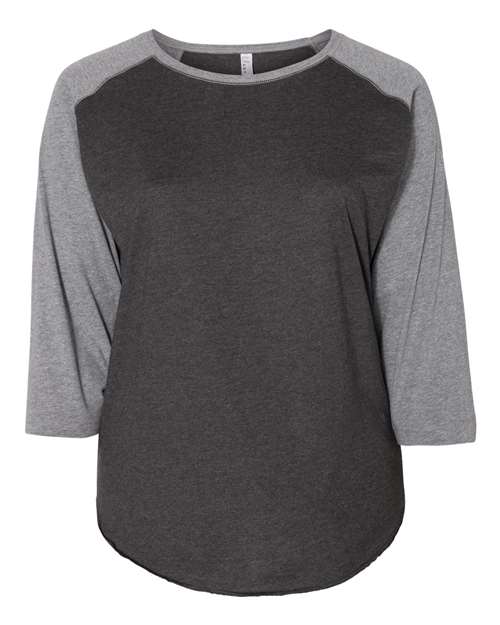 LAT 3830 Women's Curvy Collection Baseball Three-Quarter Sleeve Tee