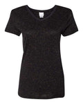 J. America 8136 Women’s Glitter V-Neck T-Shirt