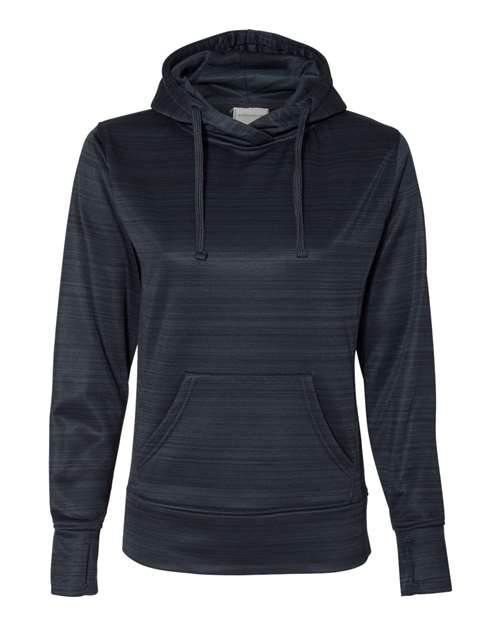 J. America 8662 Women's Odyssey Striped Performance Fleece Lapover Hooded Sweatshirt