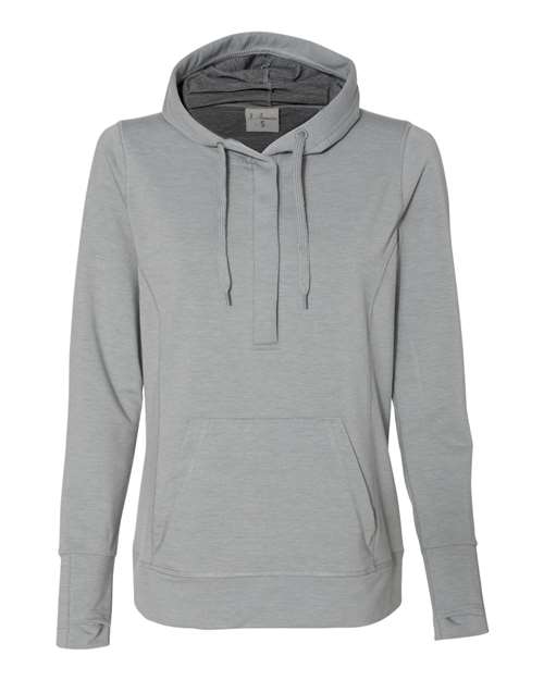 J. America 8431 Women’s Omega Stretch Snap-Placket Hooded Sweatshirt