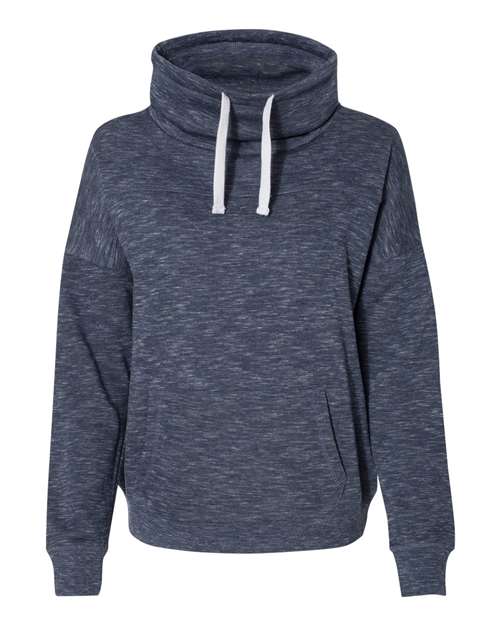 J. America 8673 Women’s Mélange Fleece Cowl Neck Sweatshirt