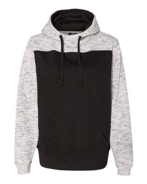 J. America 8676 Men's Mélange Fleece Colorblocked Hooded Sweatshirt