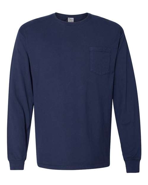 ComfortWash by Hanes GDH250 Unisex Garment-Dyed Long Sleeve T-Shirt With a Pocket