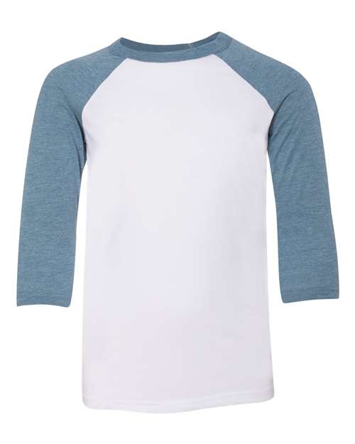 BELLA + CANVAS 3200Y Youth Three-Quarter Sleeve Baseball Tee