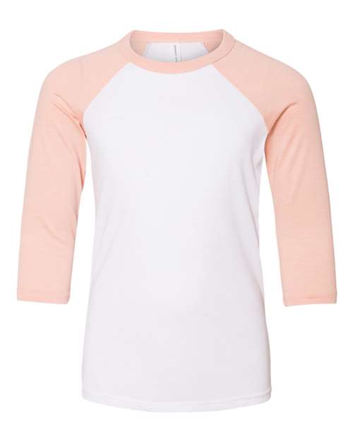 BELLA + CANVAS 3200Y Youth Three-Quarter Sleeve Baseball Tee