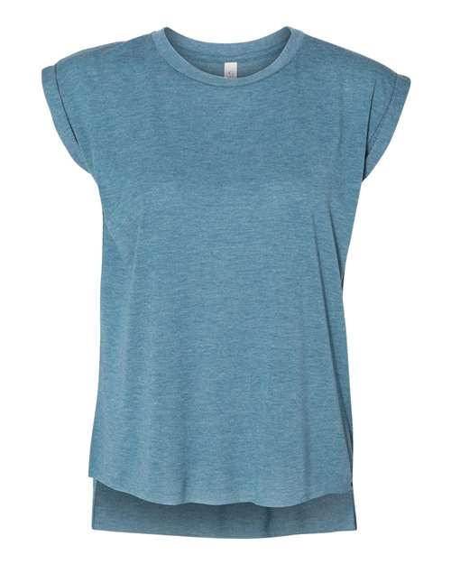 BELLA + CANVAS 8804 Women’s Flowy Rolled Cuffs Muscle Tee