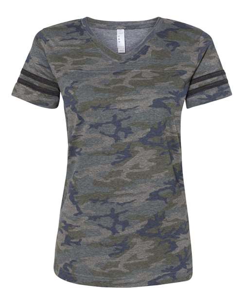 LAT 3537 Women's Football V-Neck Fine Jersey Tee