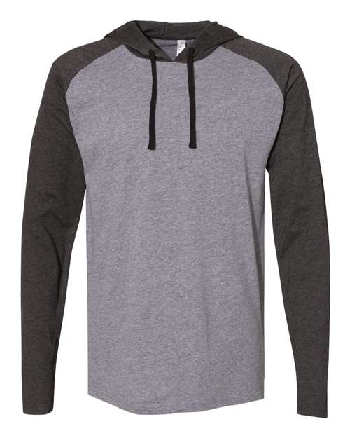 LAT 6917 Unisex Fine Jersey Hooded Long Sleeve Raglan T-Shirt