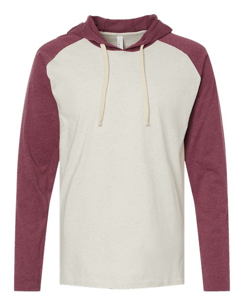 LAT 6917 Unisex Fine Jersey Hooded Long Sleeve Raglan T-Shirt