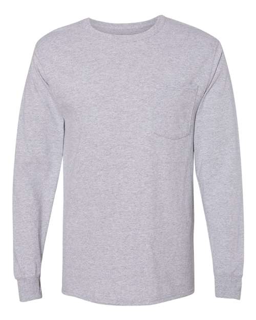Hanes W120 Unisex Workwear Long Sleeve Pocket T-Shirt