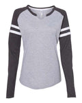 LAT 3534 Women's Fine Jersey Mash Up Long Sleeve T-Shirt