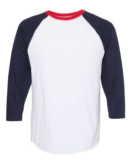 LAT 6930 Unisex Baseball Fine Jersey Three-Quarter Sleeve Tee